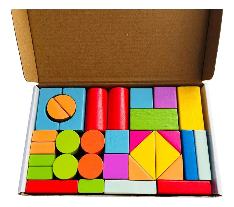 SET DE BLOQUES DE MADERA 32 PIEZAS PARA JUGAR Y APRENDER - 1