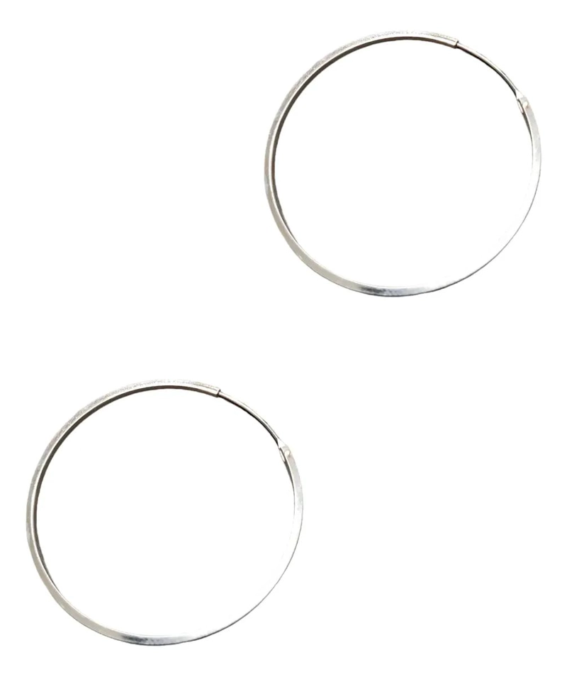 AROS DE ARGOLLA PLANA DE PLATA 925 DE 45MM - 1