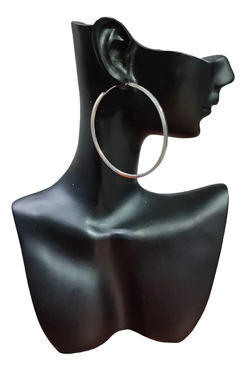 AROS DE ARGOLLA PLANA DE PLATA 925 DE 45MM - 2