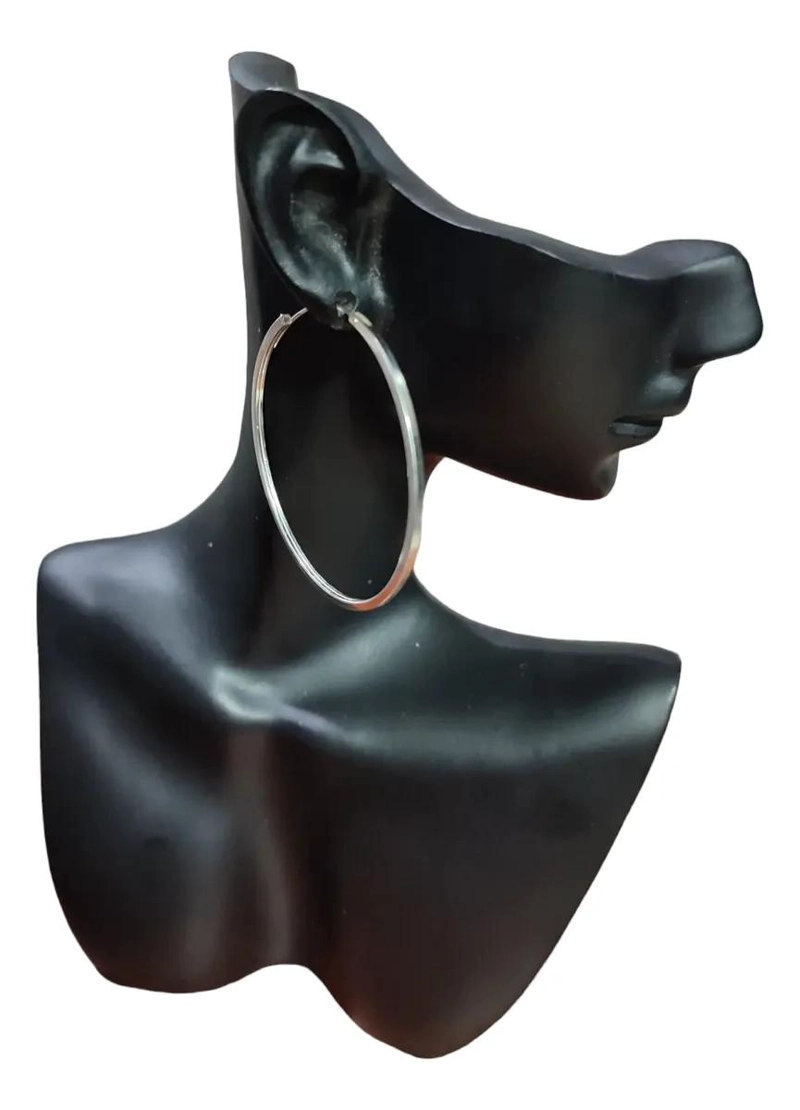 AROS DE ARGOLLA PLANA DE PLATA 925 DE 45MM - 3