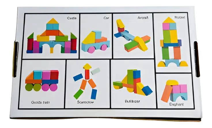 BLOQUE DE CONSTRUCCION DE MADERA COLORIDO PARA NIÑOS - 1