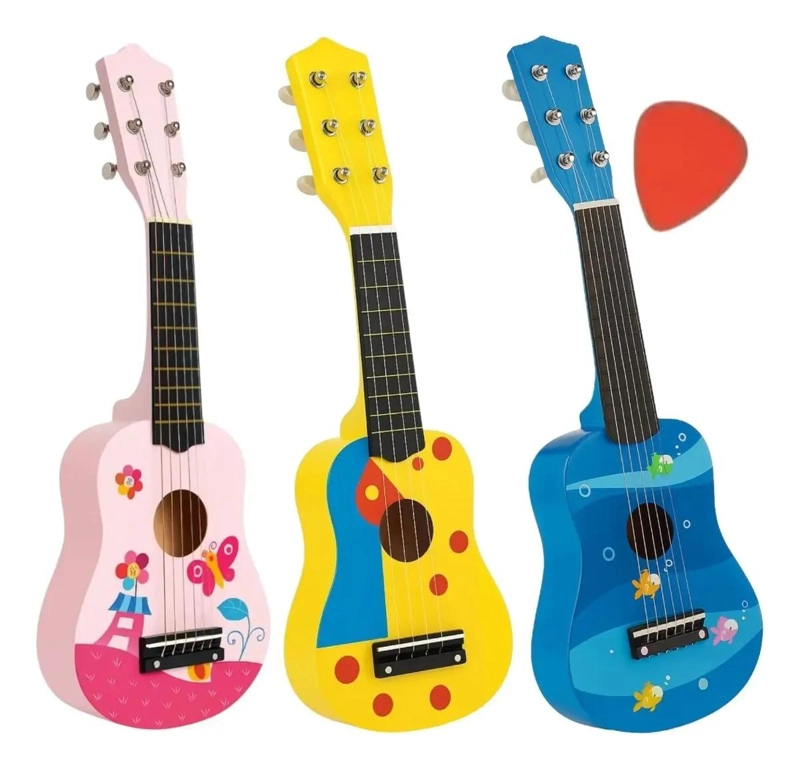 GUITARRA DIDACTICA DE MADERA PARA NIÑOS CON SONIDO CLARO - 1