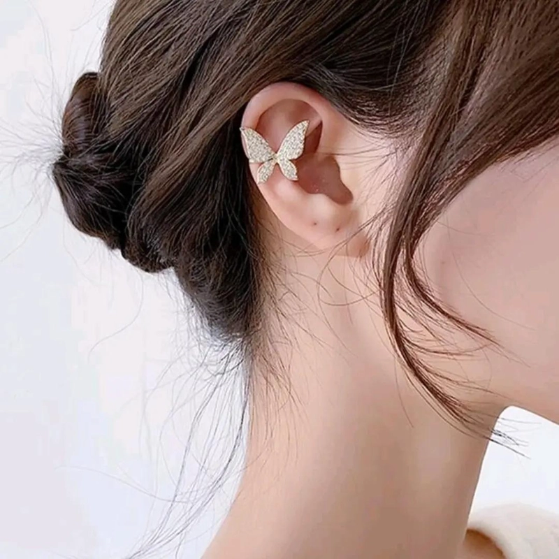 EARCUFF MARIPOSA EN ACERO CON BAÑO DE ORO 18K - 2