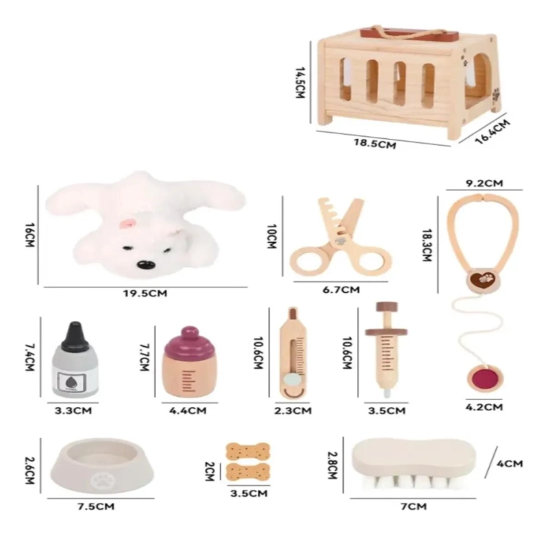 SET DE JUEGO VETERINARIO PERRITO DE MADERA PARA NIÑOS - 4