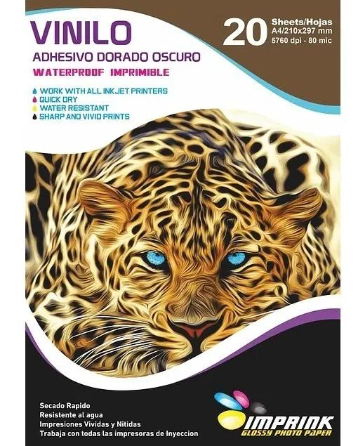 VINILO ADHESIVO DORADO IMPRIMIBLE A4 PARA DECORACION - 1