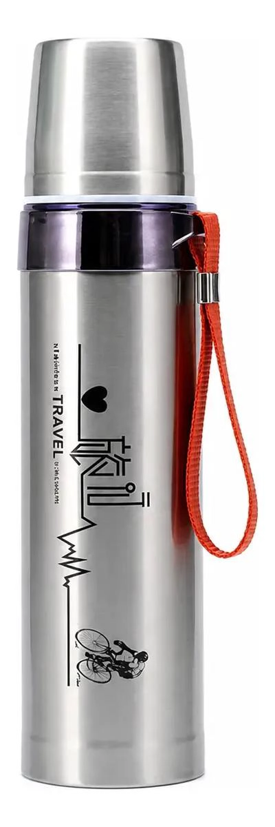 TERMO DE ACERO INOXIDABLE 750 ML CON TAPA Y CORREA - 1