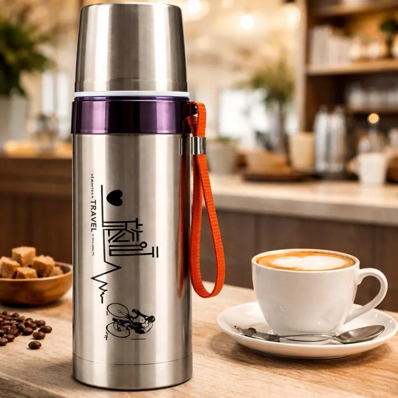 TERMO DE ACERO INOXIDABLE 750 ML CON TAPA Y CORREA - 6