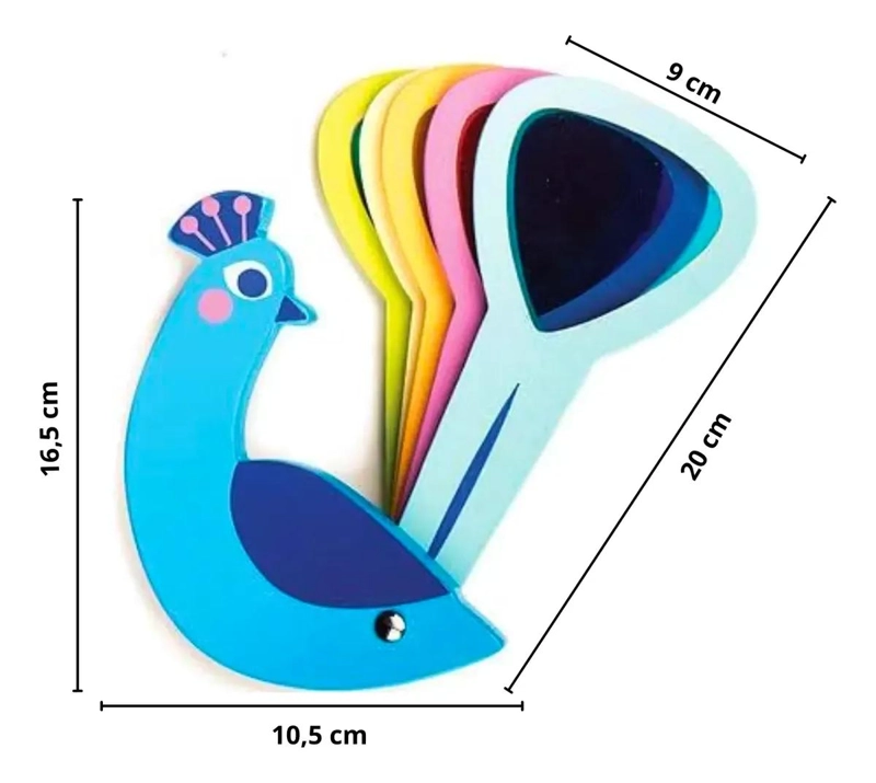 JUGUETE DIDACTICO DE MADERA EN FORMA DE PAVO REAL PARA NIÑOS - 1