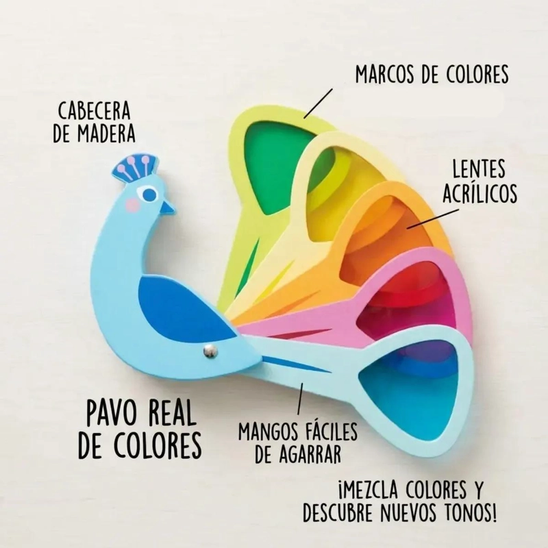 JUGUETE DIDACTICO DE MADERA EN FORMA DE PAVO REAL PARA NIÑOS - 3