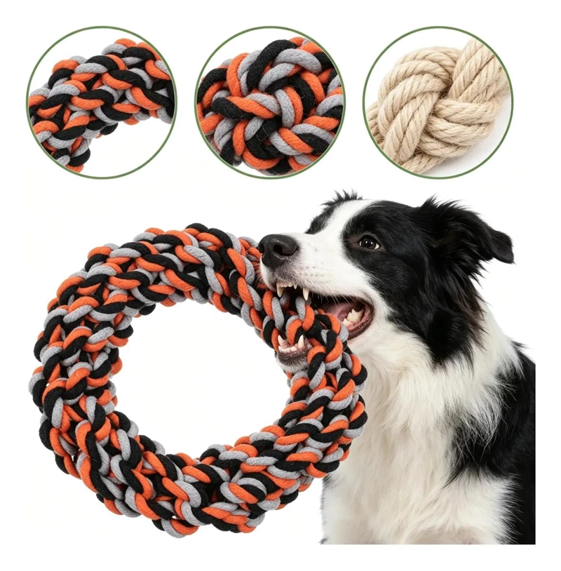 ANILLO MORDEDOR DE CUERDA RESISTENTE PARA PERROS PEQUEÑOS Y MEDIANOS - 1