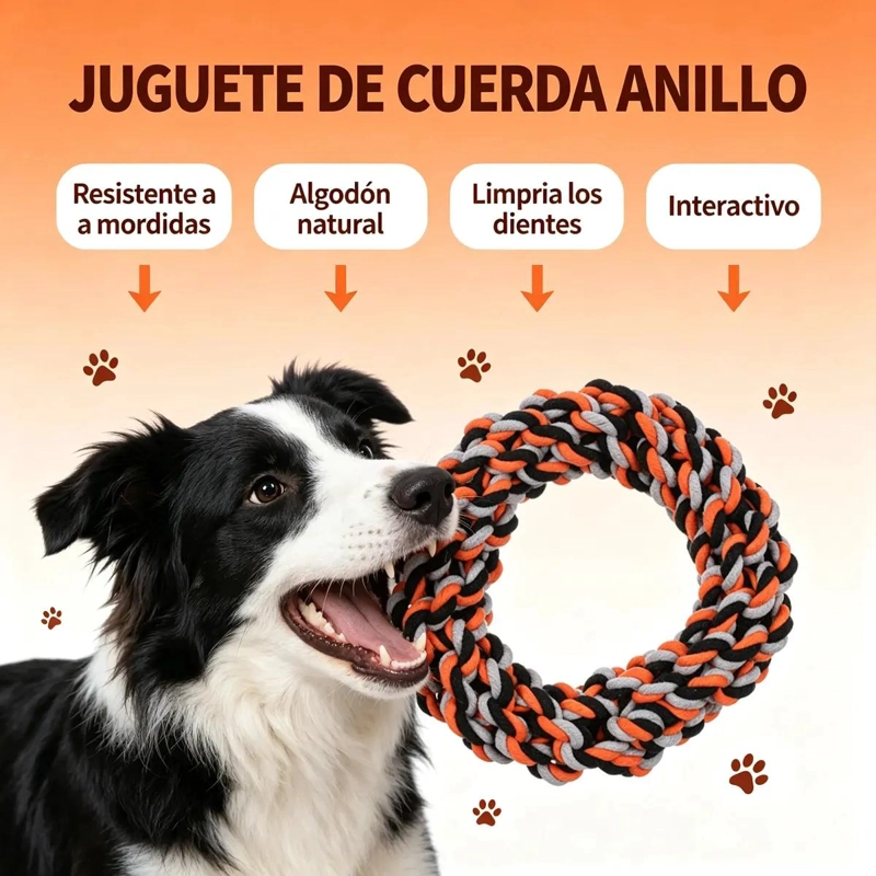 ANILLO MORDEDOR DE CUERDA RESISTENTE PARA PERROS PEQUEÑOS Y MEDIANOS - 3