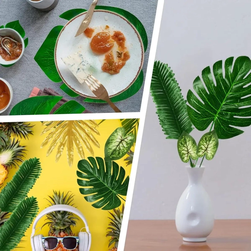 SET DE 70 HOJAS ARTIFICIALES MONSTERA PARA DECORACION TROPICAL - 4