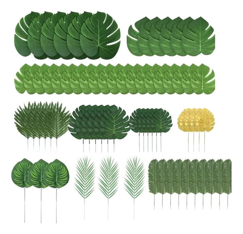 SET DE 70 HOJAS ARTIFICIALES MONSTERA PARA DECORACION TROPICAL - 6