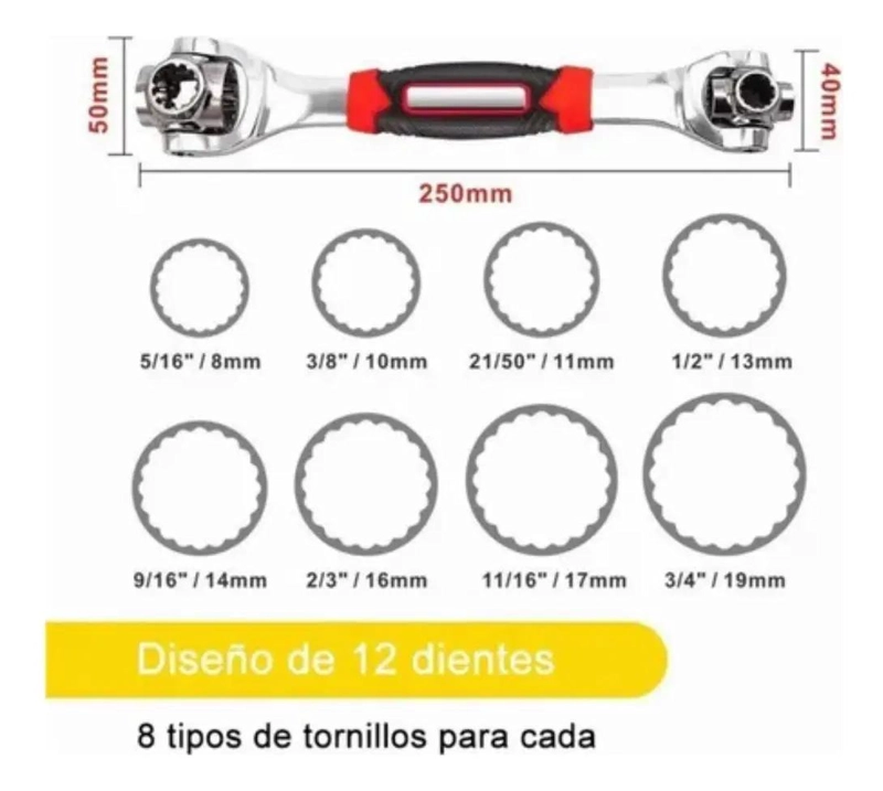 LLAVE MULTIFUNCIONAL 48 EN 1 CON DISEÑO ERGONOMICO Y ROTACION - 3