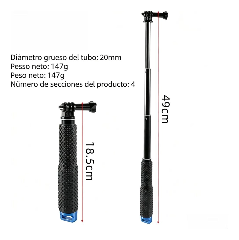 BASTON SELFIE SUMERGIBLE CON EXTENSION PARA CAMARAS DE ACCION - 4