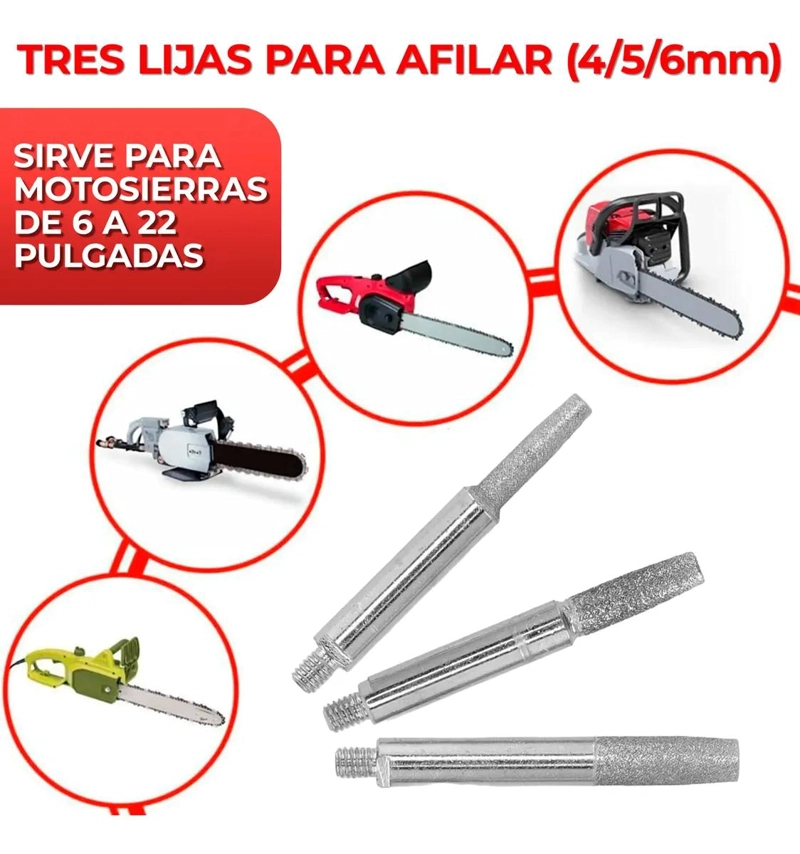 SET DE 6 LIMAS DIAMANTADAS PARA MOTOSIERRA - 3
