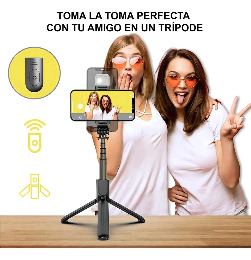 PALO PARA SELFIES CON LUZ LED Y TRIPODE AJUSTABLE - 7