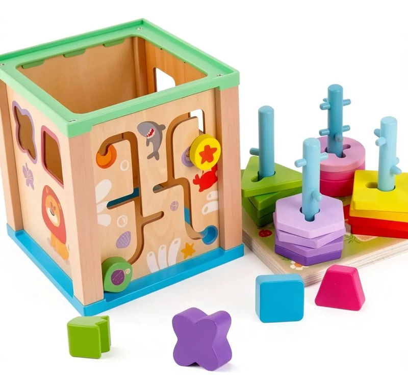 CUBO PUZZLE DIDACTICO DE MADERA PARA NIÑOS - 1