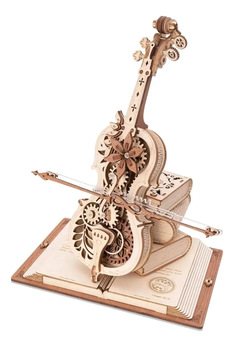 PUZZLE 3D DE MADERA VIOLONCHELO MUSICAL CON ENGRANAJES - 1