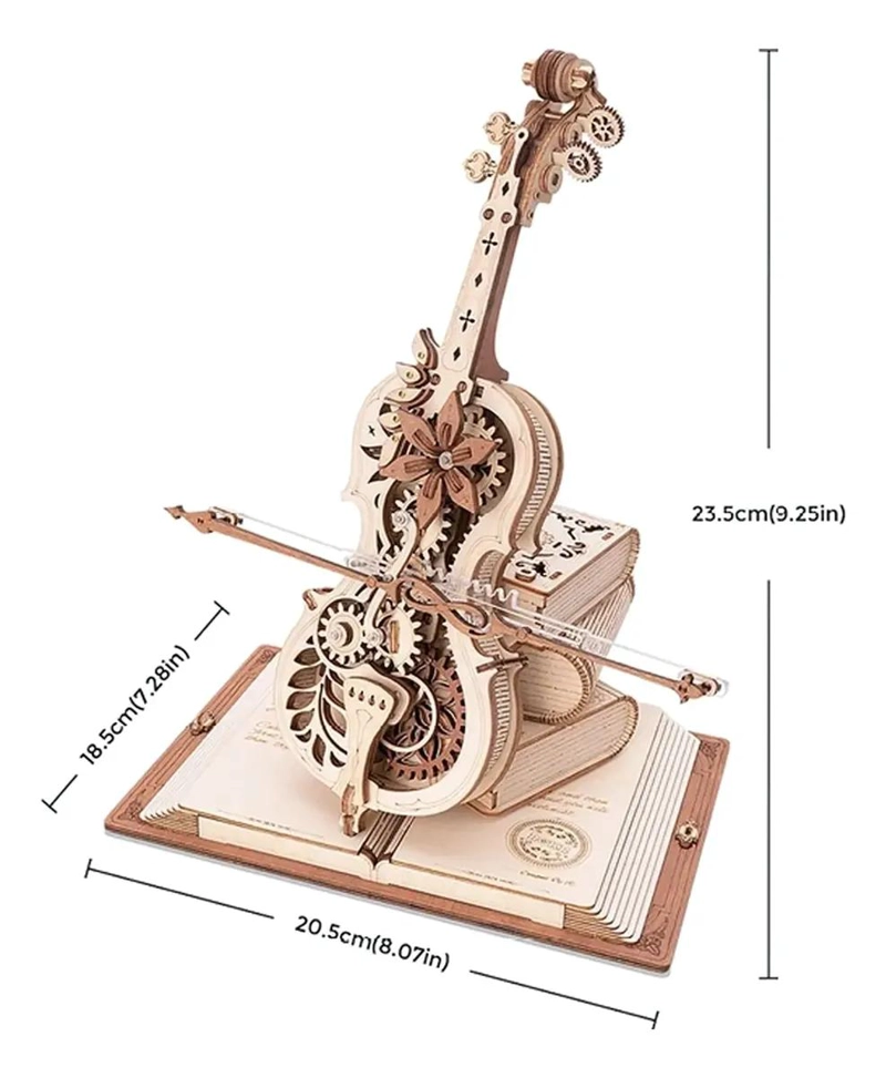 PUZZLE 3D DE MADERA VIOLONCHELO MUSICAL CON ENGRANAJES - 3