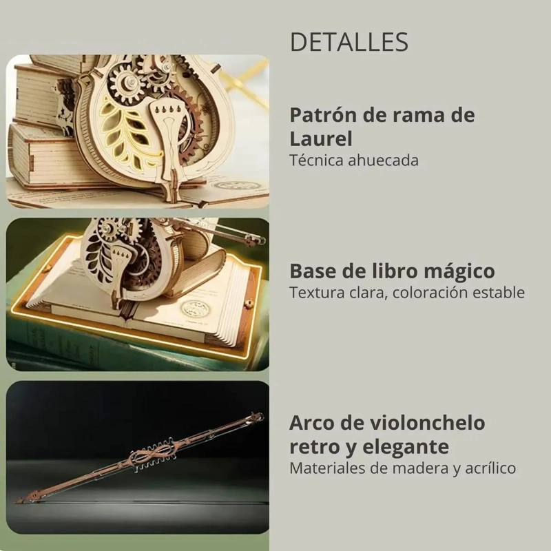 PUZZLE 3D DE MADERA VIOLONCHELO MUSICAL CON ENGRANAJES - 4