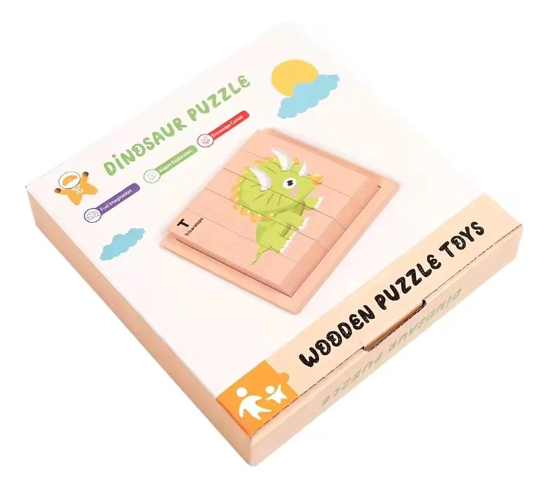 PUZZLE DE MADERA 4 EN 1 CON DINOSAURIOS PARA NIÑOS - 1