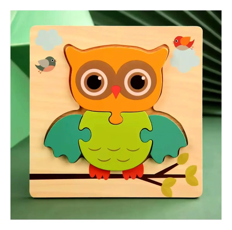 ROMPECABEZAS DE MADERA 3D PARA BEBE S CON BUHO - 1