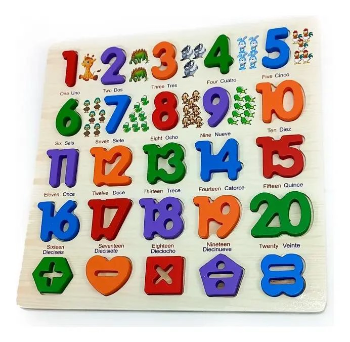 ROMPECABEZAS DE MADERA EDUCATIVO PARA NIÑOS CON NUMEROS Y FORMAS - 1