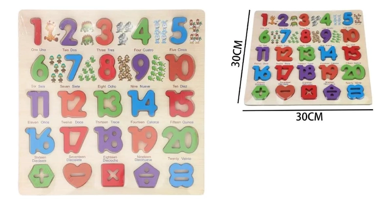 ROMPECABEZAS DE MADERA EDUCATIVO PARA NIÑOS CON NUMEROS Y FORMAS - 2