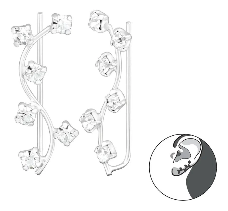 ARETES TREPADORES DE CIRCONES BRILLANTES EN PLATA 925 - 1