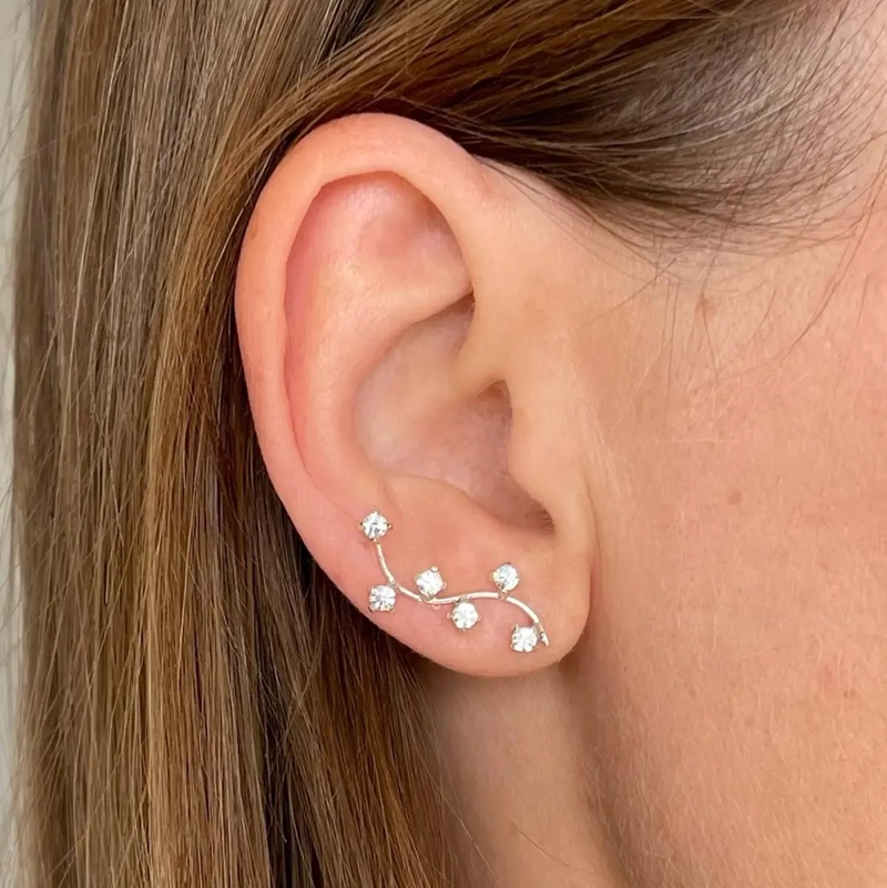 ARETES TREPADORES DE CIRCONES BRILLANTES EN PLATA 925 - 2
