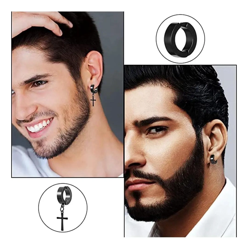 SET DE 10 PARES DE AROS PIERCING FALSOS MAGNE TICOS Y A PRESION - 4