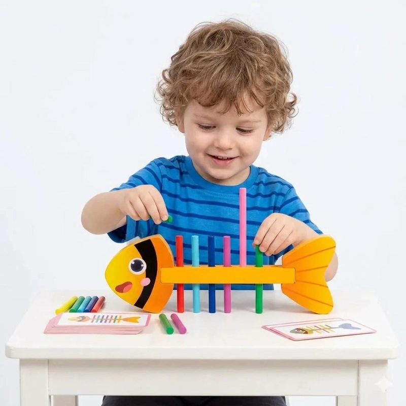 JUGUETE DIDACTICO DE MADERA EN FORMA DE PEZ PARA NIÑOS - 1