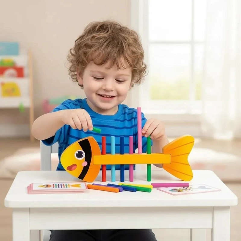 JUGUETE DIDACTICO DE MADERA EN FORMA DE PEZ PARA NIÑOS - 3
