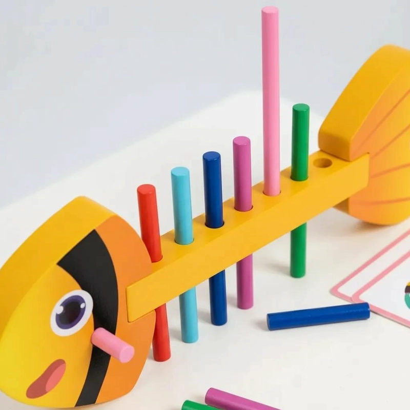 JUGUETE DIDACTICO DE MADERA EN FORMA DE PEZ PARA NIÑOS - 4