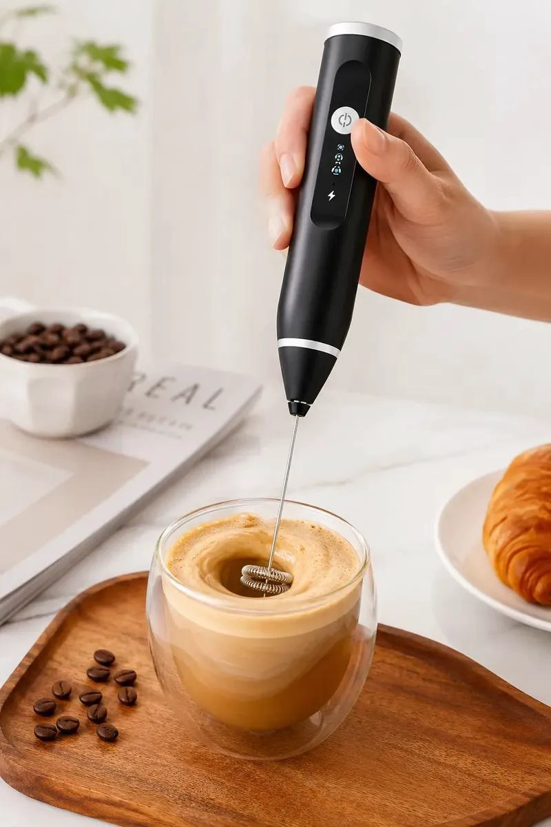 BATIDOR ELE CTRICO RECARGABLE PARA LECHE Y CAFE  CON ESPUMA CREMOSA - 1