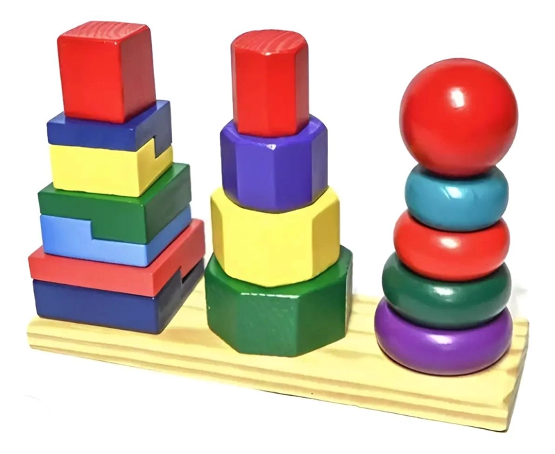 TORRE DE ENCAJE DIDACTICA DE MADERA PARA NIÑOS - 1