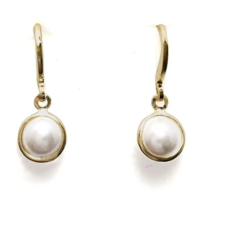 AROS ARGOLLA CON PERLA ENCHAPADOS EN ORO 18K - 1