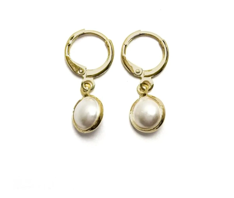 AROS ARGOLLA CON PERLA ENCHAPADOS EN ORO 18K - 2