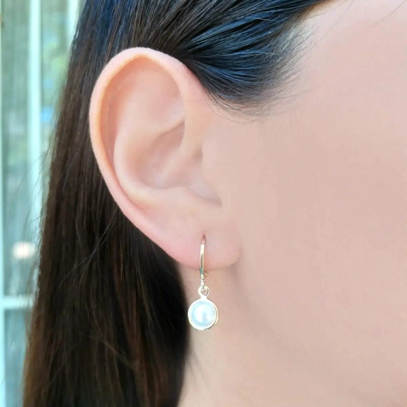 AROS ARGOLLA CON PERLA ENCHAPADOS EN ORO 18K - 3
