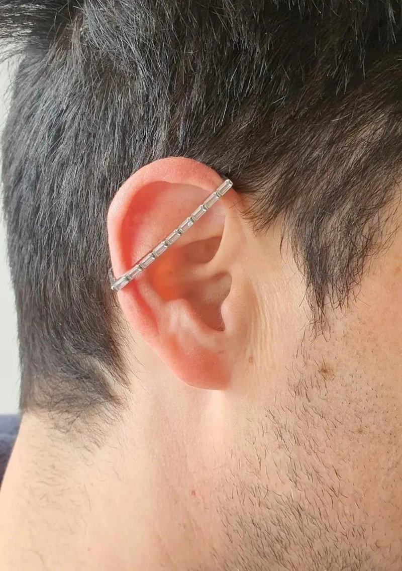 ARO FALSO GRANDE BRILLANTE PARA HOMBRE EN PLATA 925 - 2