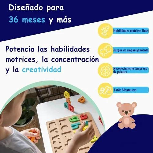 SET DE 11 JUGUETES DIDACTICOS DE MADERA PARA APRENDIZAJE INFANTIL - 3