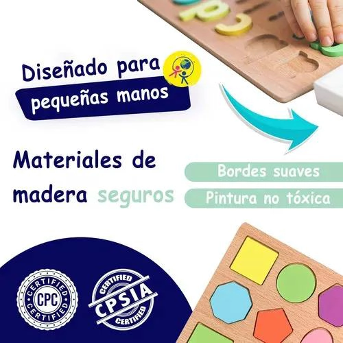 SET DE 11 JUGUETES DIDACTICOS DE MADERA PARA APRENDIZAJE INFANTIL - 5