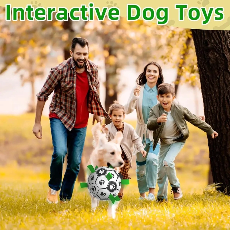 PELOTA DE FUTBOL INTERACTIVA PARA PERROS CON CORREAS DE AGARRE - 6
