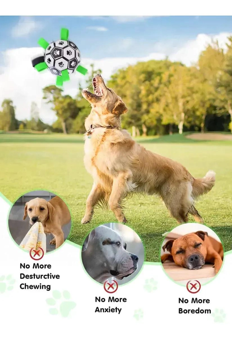 PELOTA DE FUTBOL INTERACTIVA PARA PERROS CON CORREAS DE AGARRE - 8