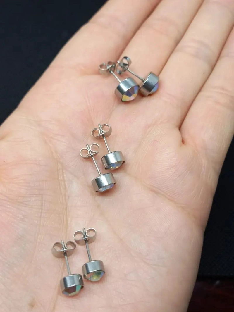 AROS TORNASOLADOS GRANDES DE ACERO INOXIDABLE PARA USO DIARIO - 4