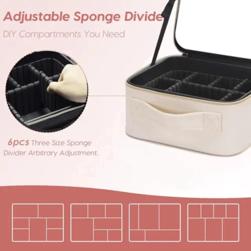 BOLSO ORGANIZADOR PARA MAQUILLAJE CON ESPEJO LED - 2