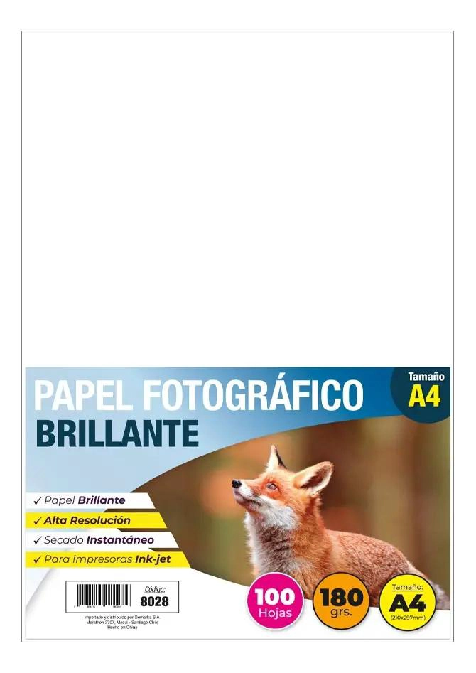 PAPEL FOTOGRAFICO GLOSSY 100 HOJAS A4 180 GRAMOS - 1
