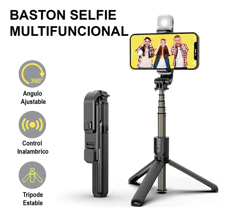 PALO SELFIE PORTATIL CON LUZ LED Y ESTABILIZADOR - 3