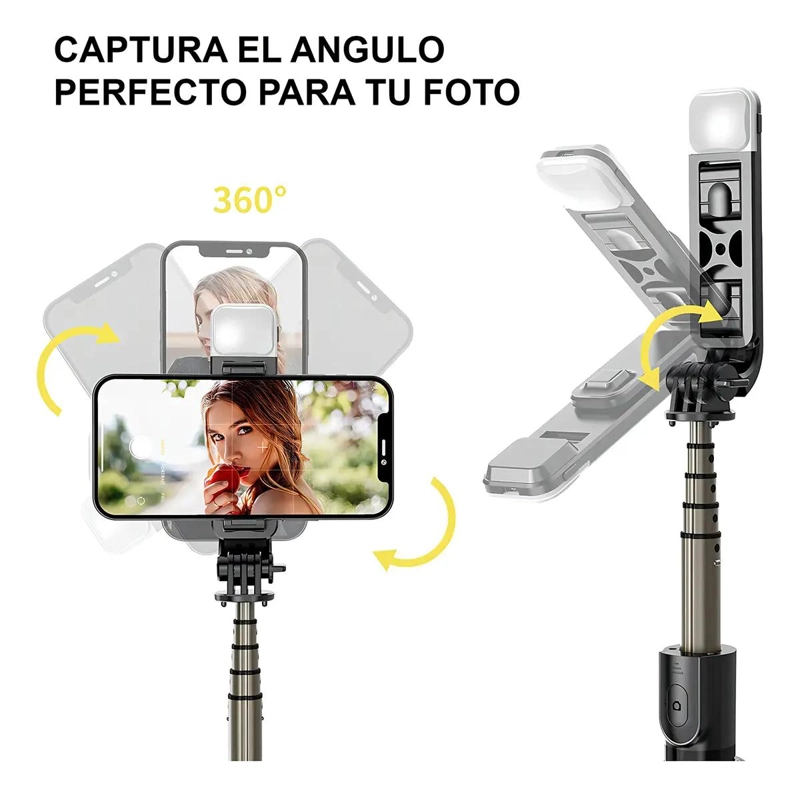 PALO SELFIE PORTATIL CON LUZ LED Y ESTABILIZADOR - 6